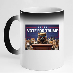 Cats Vote For Trump 2024 Election 11oz Black Color Changing Mug