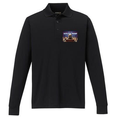 Cats Vote For Trump 2024 Election Performance Long Sleeve Polo