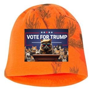 Cats Vote For Trump 2024 Election Kati - Camo Knit Beanie