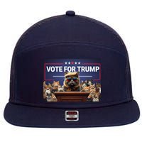 Cats Vote For Trump 2024 Election 7 Panel Mesh Trucker Snapback Hat