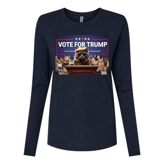 Cats Vote For Trump 2024 Election Womens Cotton Relaxed Long Sleeve T-Shirt