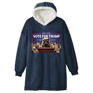 Cats Vote For Trump 2024 Election Hooded Wearable Blanket