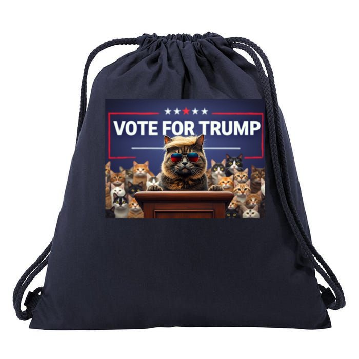 Cats Vote For Trump 2024 Election Drawstring Bag