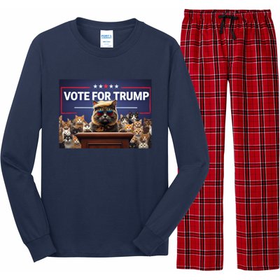 Cats Vote For Trump 2024 Election Long Sleeve Pajama Set