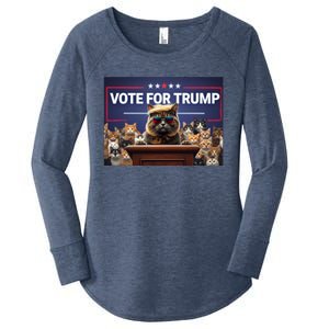 Cats Vote For Trump 2024 Election Women's Perfect Tri Tunic Long Sleeve Shirt