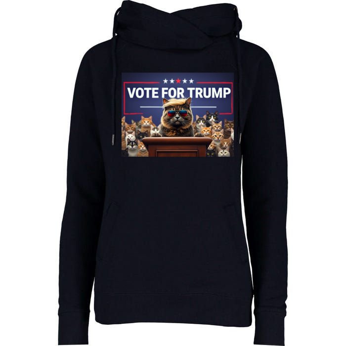 Cats Vote For Trump 2024 Election Womens Funnel Neck Pullover Hood