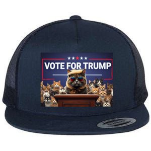 Cats Vote For Trump 2024 Election Flat Bill Trucker Hat