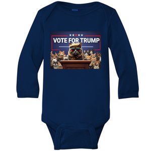 Cats Vote For Trump 2024 Election Baby Long Sleeve Bodysuit