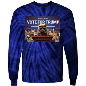 Cats Vote For Trump 2024 Election Tie-Dye Long Sleeve Shirt