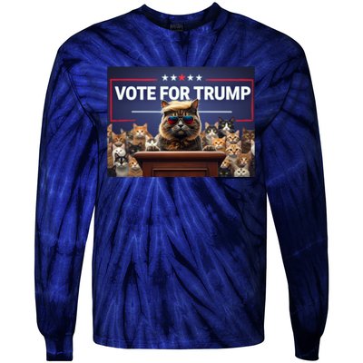 Cats Vote For Trump 2024 Election Tie-Dye Long Sleeve Shirt