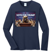 Cats Vote For Trump 2024 Election Ladies Long Sleeve Shirt