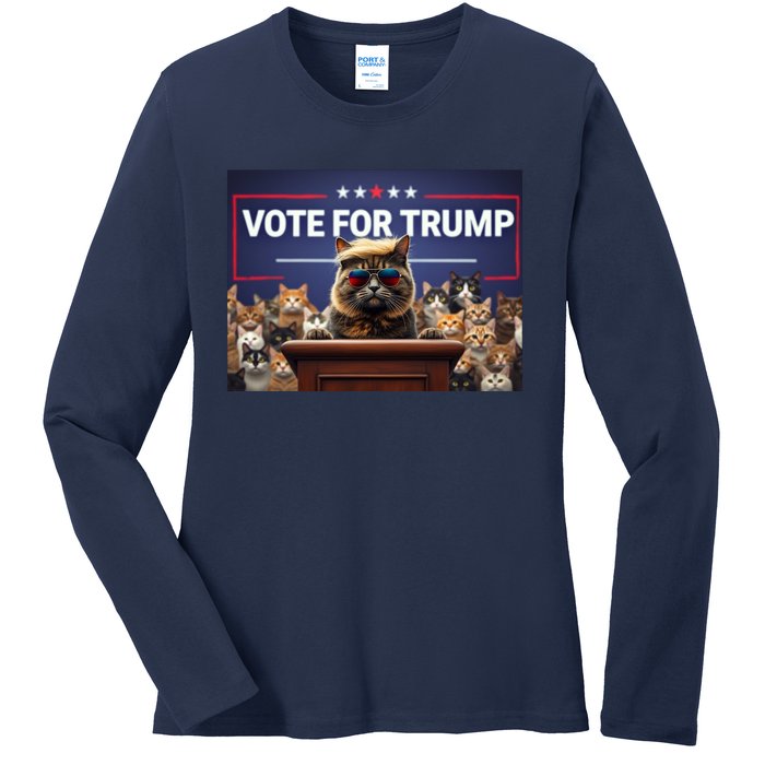 Cats Vote For Trump 2024 Election Ladies Long Sleeve Shirt