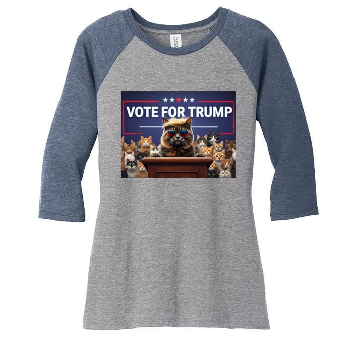 Cats Vote For Trump 2024 Election Women's Tri-Blend 3/4-Sleeve Raglan Shirt