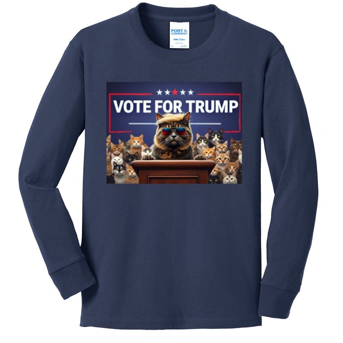 Cats Vote For Trump 2024 Election Kids Long Sleeve Shirt