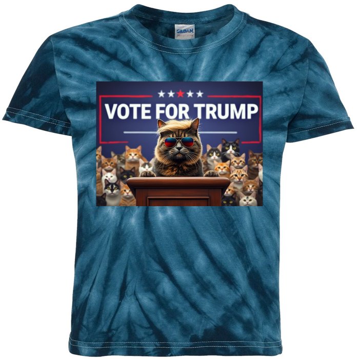 Cats Vote For Trump 2024 Election Kids Tie-Dye T-Shirt