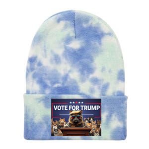 Cats Vote For Trump 2024 Election Tie Dye 12in Knit Beanie