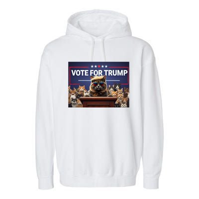 Cats Vote For Trump 2024 Election Garment-Dyed Fleece Hoodie