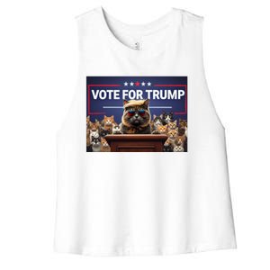 Cats Vote For Trump 2024 Election Women's Racerback Cropped Tank