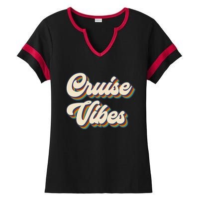 Cruise Vibes funny Family Cruise Vacation Party Ladies Halftime Notch Neck Tee