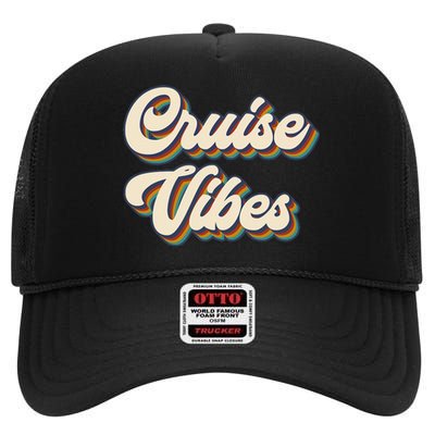 Cruise Vibes funny Family Cruise Vacation Party High Crown Mesh Back Trucker Hat