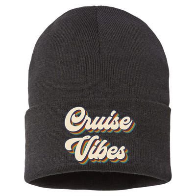 Cruise Vibes funny Family Cruise Vacation Party Sustainable Knit Beanie