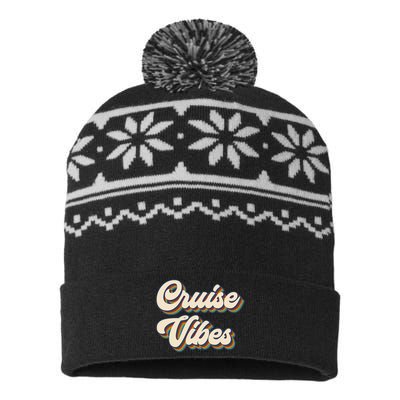 Cruise Vibes funny Family Cruise Vacation Party USA-Made Snowflake Beanie