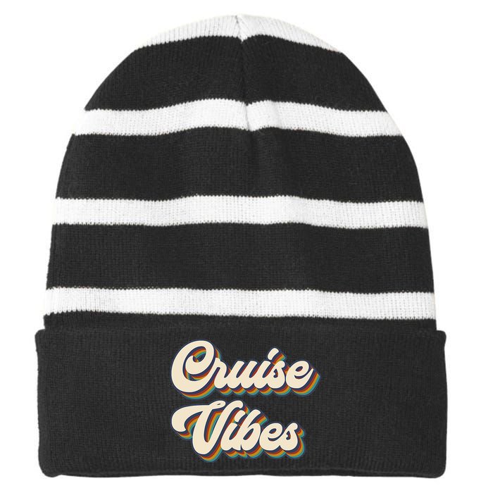 Cruise Vibes funny Family Cruise Vacation Party Striped Beanie with Solid Band