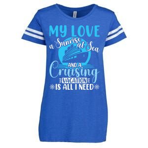 Cruising Vacation Family Trip Husband And Wife Cruising Funny Gift Enza Ladies Jersey Football T-Shirt