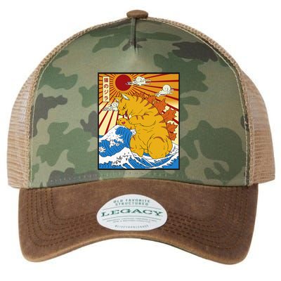 Catzilla Vintage Funny Cute Cat Art Japanese Sunset Legacy Tie Dye Trucker Hat