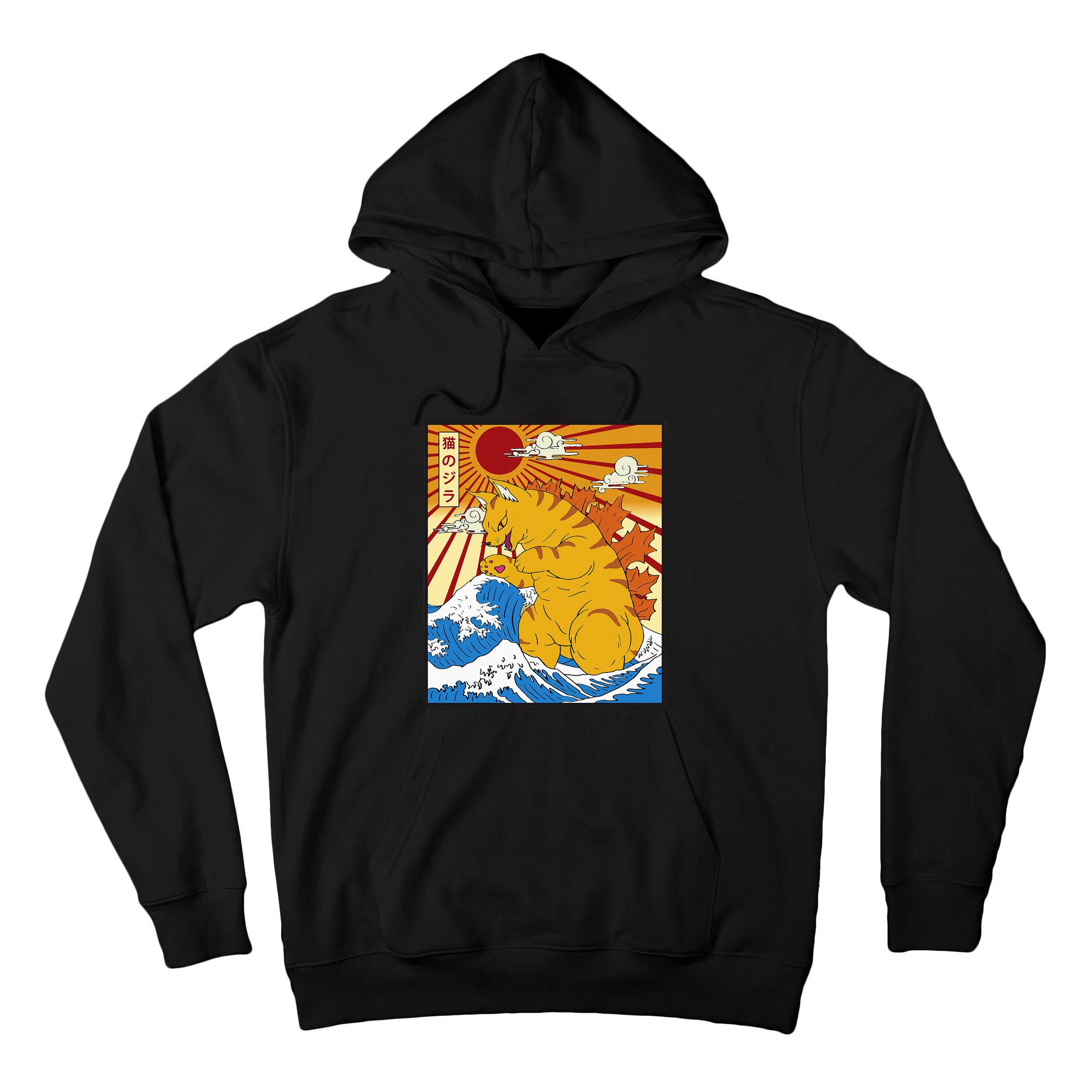 Catzilla Vintage Funny Cute Cat Art Japanese Sunset Tall Hoodie