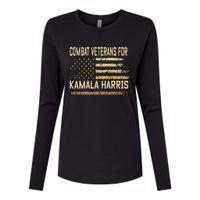 Combat Veterans For Kamala Harris Election Usa Flag Military Womens Cotton Relaxed Long Sleeve T-Shirt