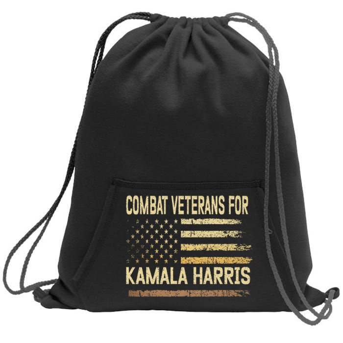 Combat Veterans For Kamala Harris Election Usa Flag Military Sweatshirt Cinch Pack Bag