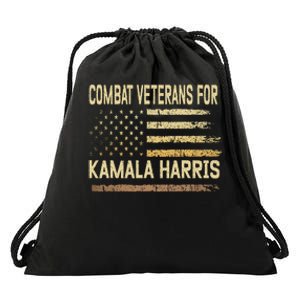 Combat Veterans For Kamala Harris Election Usa Flag Military Drawstring Bag