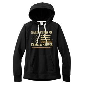 Combat Veterans For Kamala Harris Election Usa Flag Military Women's Fleece Hoodie