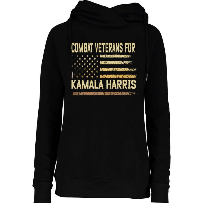 Combat Veterans For Kamala Harris Election Usa Flag Military Womens Funnel Neck Pullover Hood