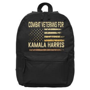 Combat Veterans For Kamala Harris Election Usa Flag Military 16 in Basic Backpack