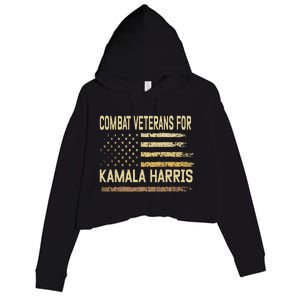 Combat Veterans For Kamala Harris Election Usa Flag Military Crop Fleece Hoodie