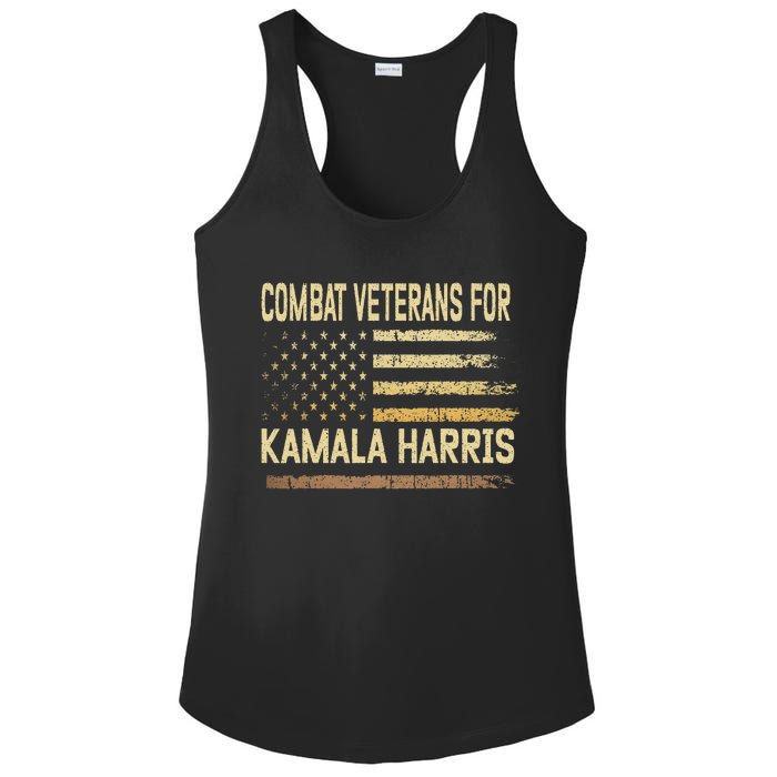 Combat Veterans For Kamala Harris Election Usa Flag Military Ladies PosiCharge Competitor Racerback Tank