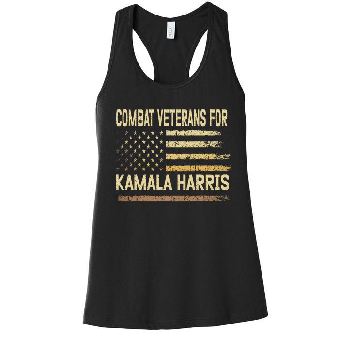 Combat Veterans For Kamala Harris Election Usa Flag Military Women's Racerback Tank