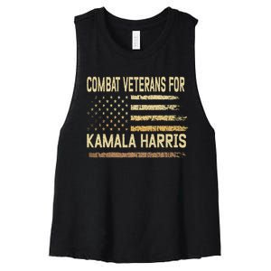 Combat Veterans For Kamala Harris Election Usa Flag Military Women's Racerback Cropped Tank