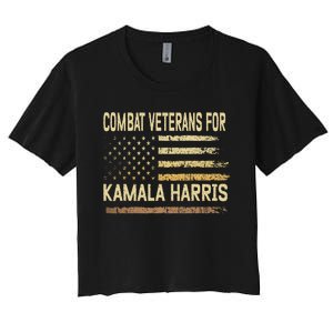 Combat Veterans For Kamala Harris Election Usa Flag Military Women's Crop Top Tee