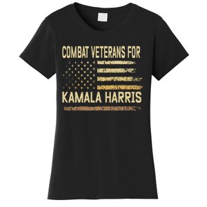 Combat Veterans For Kamala Harris Election Usa Flag Military Women's T-Shirt