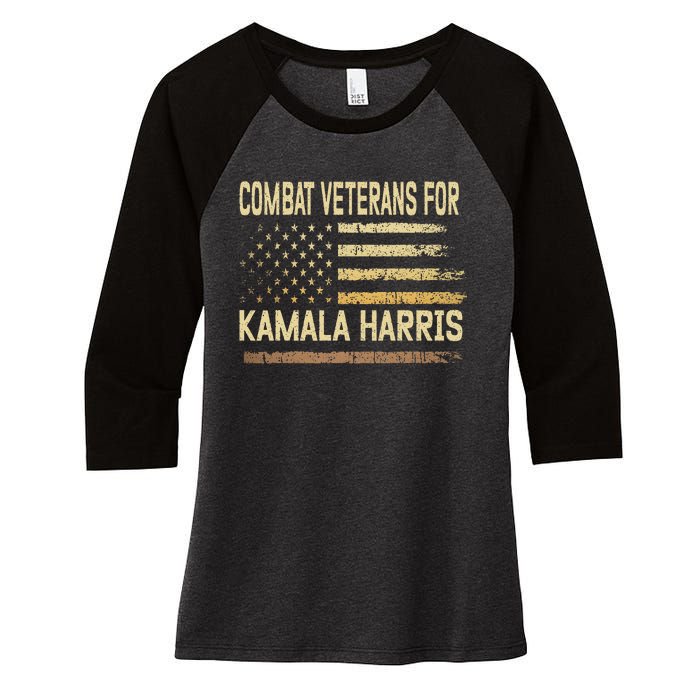 Combat Veterans For Kamala Harris Election Usa Flag Military Women's Tri-Blend 3/4-Sleeve Raglan Shirt