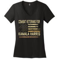 Combat Veterans For Kamala Harris Election Usa Flag Military Women's V-Neck T-Shirt