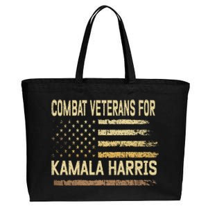 Combat Veterans For Kamala Harris Election Usa Flag Military Cotton Canvas Jumbo Tote