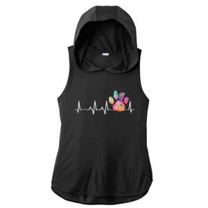 Cute Veterinarian Gift Rainbow Paw Print Heartbeat Vet Tech Gift Ladies PosiCharge Tri-Blend Wicking Draft Hoodie Tank