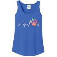 Cute Veterinarian Gift Rainbow Paw Print Heartbeat Vet Tech Gift Ladies Essential Tank