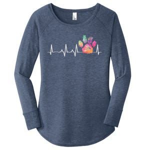 Cute Veterinarian Gift Rainbow Paw Print Heartbeat Vet Tech Gift Women's Perfect Tri Tunic Long Sleeve Shirt