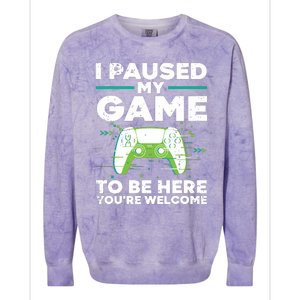 Cool Video Gamer For Men Boy Game Paused Gaming Gamers Colorblast Crewneck Sweatshirt