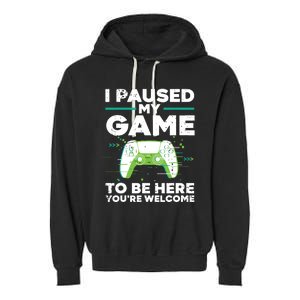 Cool Video Gamer For Men Boy Game Paused Gaming Gamers Garment-Dyed Fleece Hoodie